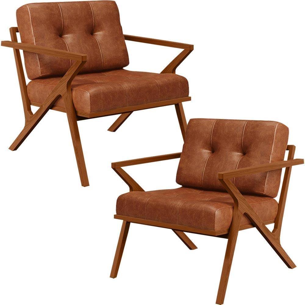 Kit 02 Poltronas Com Cintas De Corano Laís Couríssimo Camel - 1