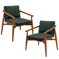 Kit 02 Poltronas Com Cintas De Corano Linho Verde Musgo - 1