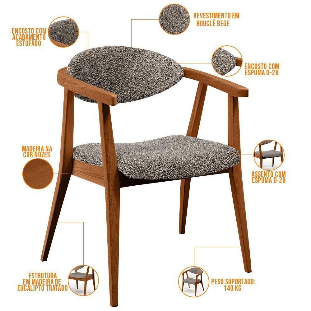 Kit 02 Poltronas Decorativa Cecília L02 Bouclê Bege - 7