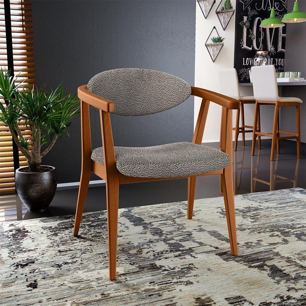 Kit 02 Poltronas Decorativa Cecília L02 Bouclê Bege - 9