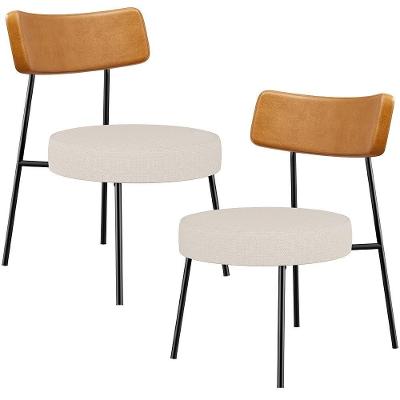 Kit 02 Poltronas Para Sala De Estar Fixa Londres L02 Couríssimo Whisky Linho Bege Lyam Decor