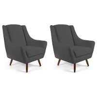 Kit 02 Poltronas Juliet D02 Veludo Cinza C-317 - 1