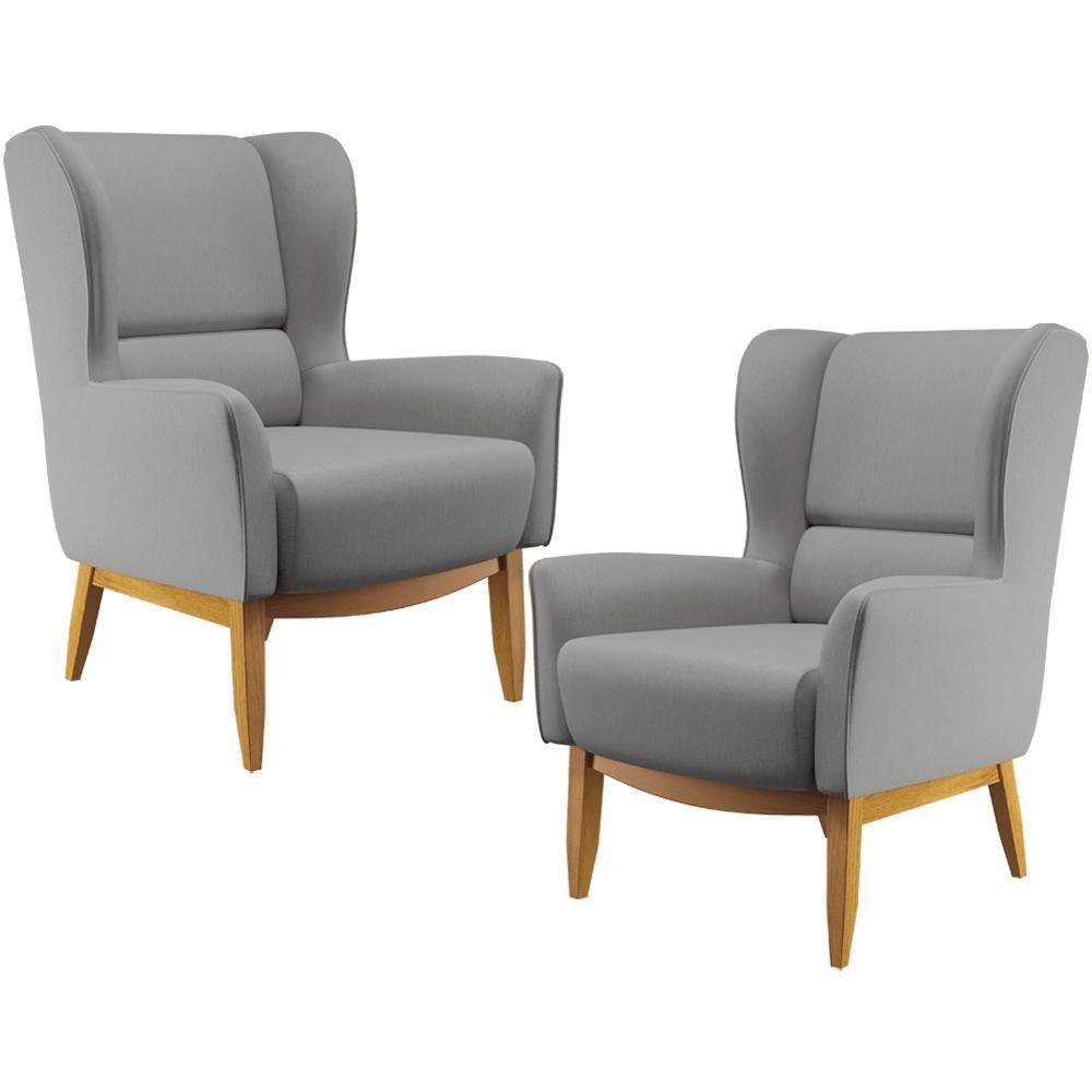 Kit 02 Poltronas Milena D02 Cinza Escuro C-416 - 1