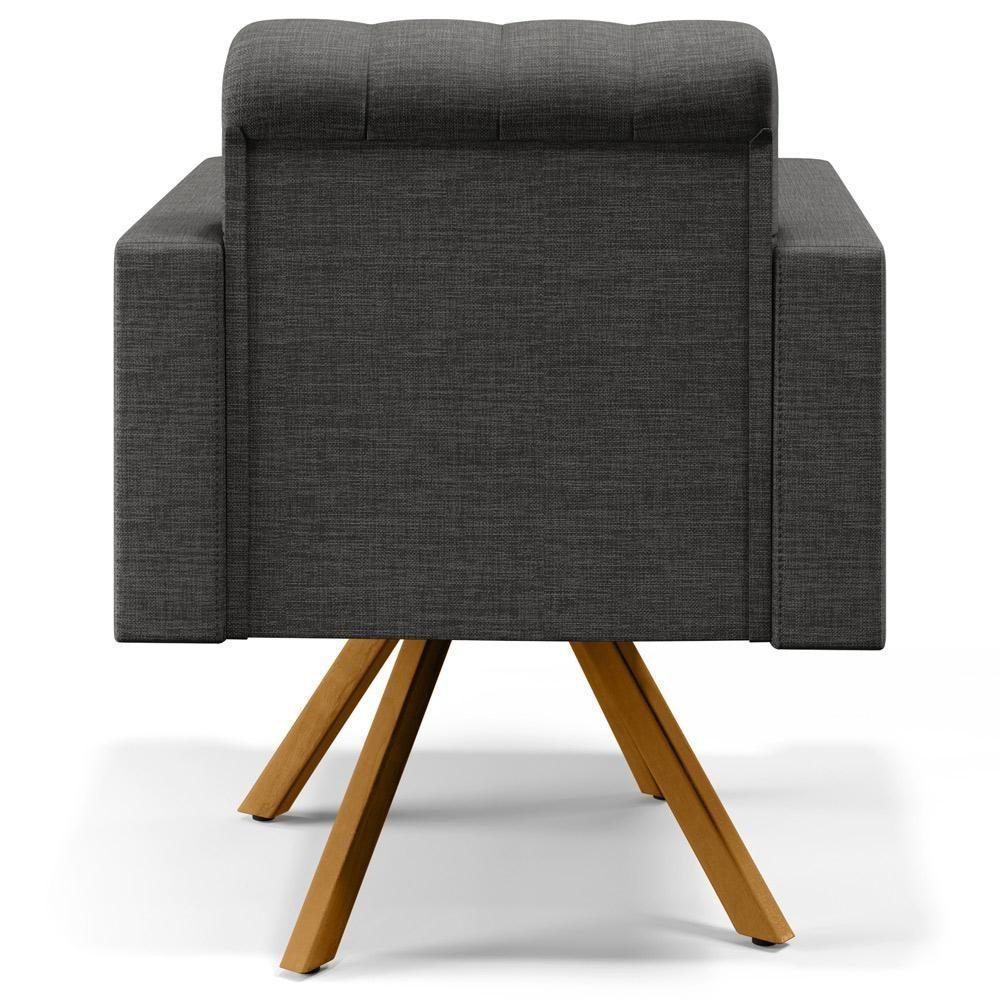 Kit 02 Poltronas Giratórias Capitonê Linho Cinza Escuro - 3