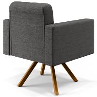 Kit 02 Poltronas Giratórias Capitonê Linho Cinza Escuro - 5