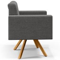 Kit 02 Poltronas Giratórias Capitonê Linho Cinza Escuro - 7