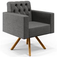 Kit 02 Poltronas Giratórias Capitonê Linho Cinza Escuro - 8