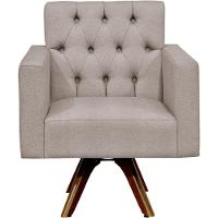 Kit 02 Poltronas Giratórias Manu L02 Capitonê Linho Bege - 5