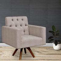 Kit 02 Poltronas Giratórias Manu L02 Capitonê Linho Bege - 7