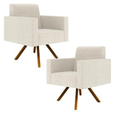 Kit 2 Poltronas Giratórias Helô L02 Principal Giratória Bege Champagne Lyam Decor