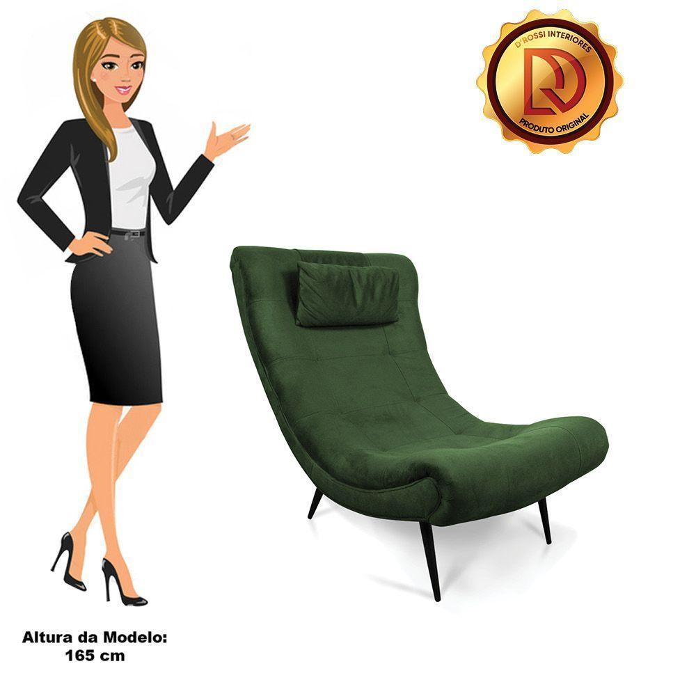 Kit 02 Poltronas Sher Suede Pés Palito De Ferro Verde - 4