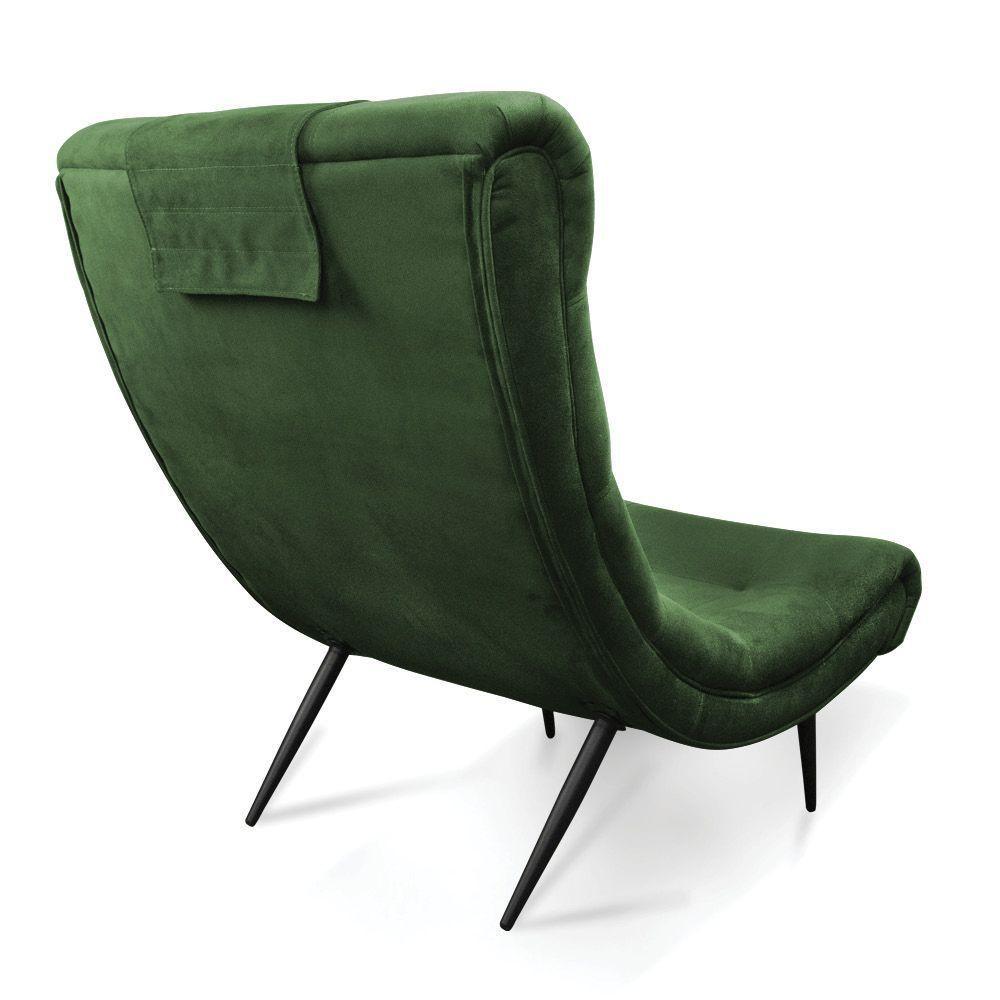 Kit 02 Poltronas Sher Suede Pés Palito De Ferro Verde - 6