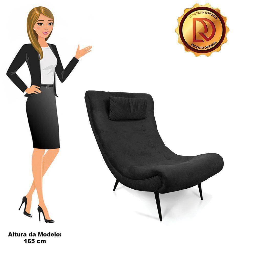 Kit 02 Poltronas Sher Suede Pés Palito De Ferro Preto - 4