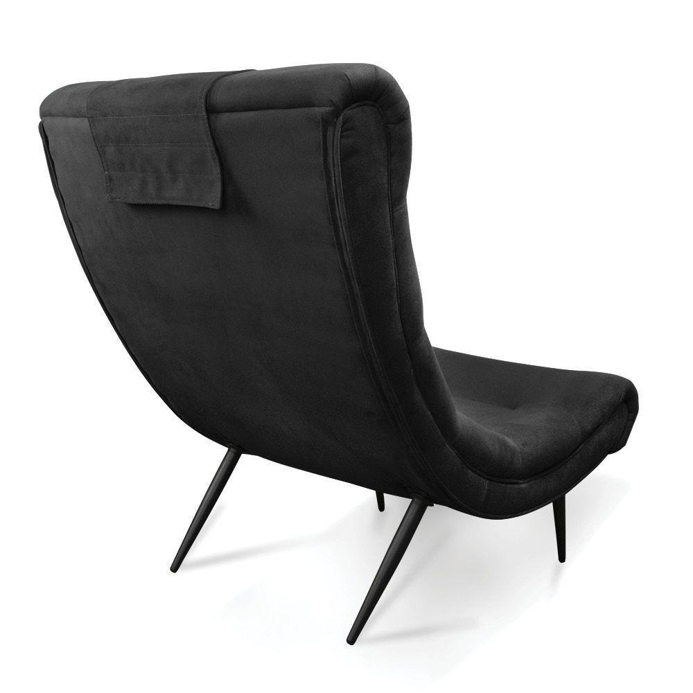 Kit 02 Poltronas Sher Suede Pés Palito De Ferro Preto - 6