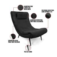 Kit 02 Poltronas Sher Suede Pés Palito De Ferro Preto - 5