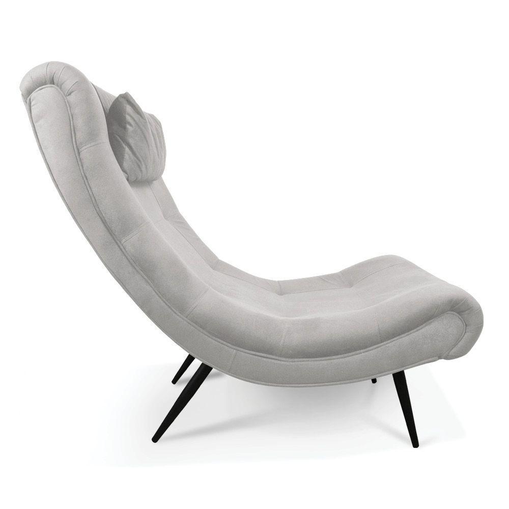 Kit 02 Poltronas Sher Suede Pés Palito De Ferro Cinza - 6