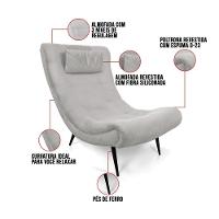 Kit 02 Poltronas Sher Suede Pés Palito De Ferro Cinza