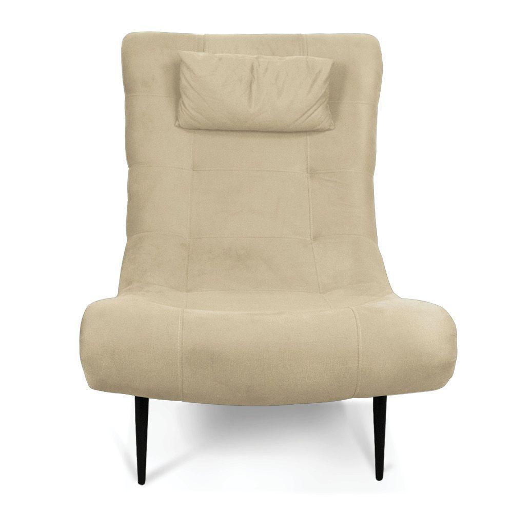 Kit 02 Poltronas Sher Suede Pés Palito De Ferro Bege - 7