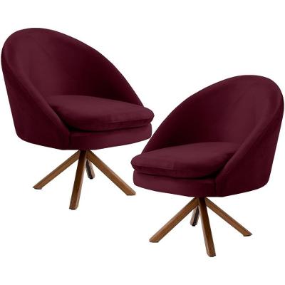 Kit 2 Poltronas Decorativas Rafa D02 Giratória Veludo Marsala Lyam Decor