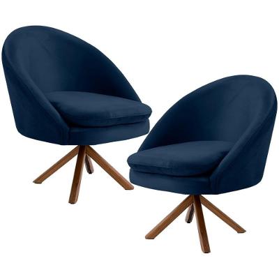 Kit 02 Poltronas Rafa D02 Veludo Azul Oxford C-304