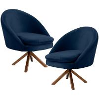 Kit 02 Poltronas Rafa D02 Veludo Azul Oxford C-304 - 1