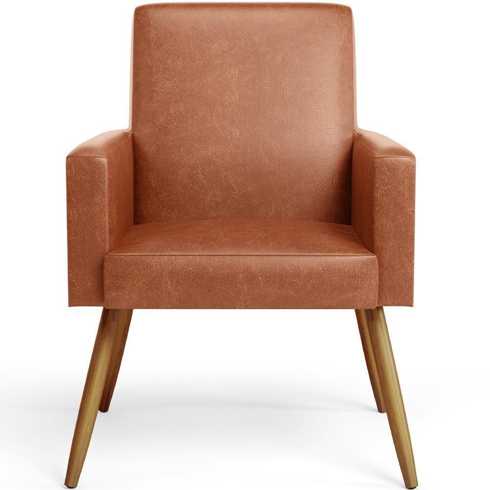 Kit 03 Poltronas Pés Palito Couríssimo Camel - 4