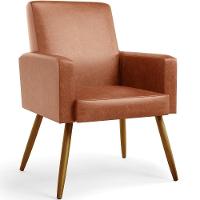 Kit 03 Poltronas Pés Palito Couríssimo Camel - 7