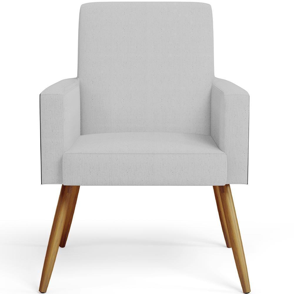 Kit 04 Poltronas Pés Palito Linho Cinza Couríssimo Preto - 4