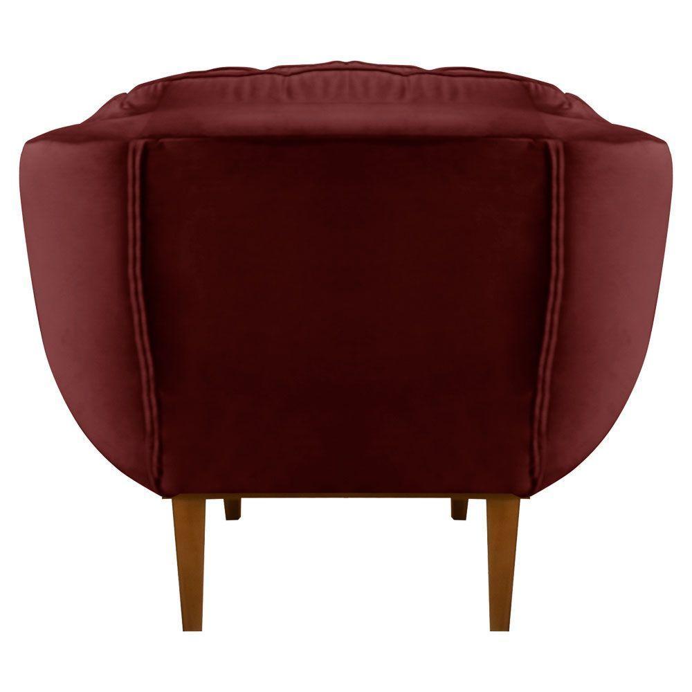 Kit 2 Poltronas Veludo Marsala Base Madeira Castanho - 3