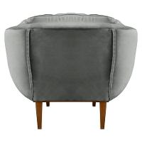 Kit 2 Poltronas Veludo Base Madeira Castanho Cinza - 3