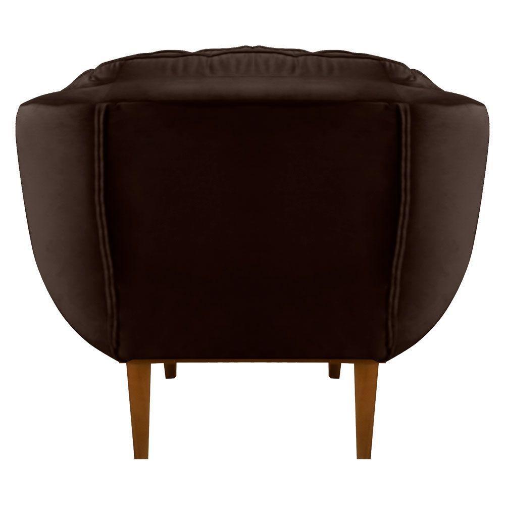 Kit 2 Poltronas Veludo Marrom Base Madeira Castanho - 3