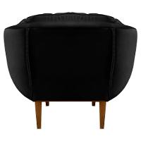 Kit 2 Poltronas Veludo Preto Base Madeira Castanho