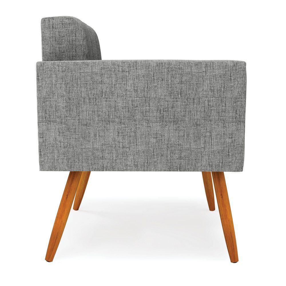 Kit 2 Poltronas Elisa Linho Pés Palito Castanho - D'rossi Cor A26 Grafite - 3