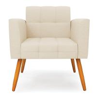 Kit 2 Poltronas Elisa Linho Pés Palito Castanho - D'rossi Cor A19 Bege - 5