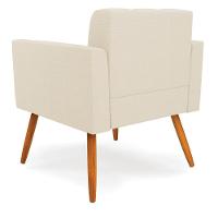 Kit 2 Poltronas Elisa Linho Pés Palito Castanho - D'rossi Cor A19 Bege - 7