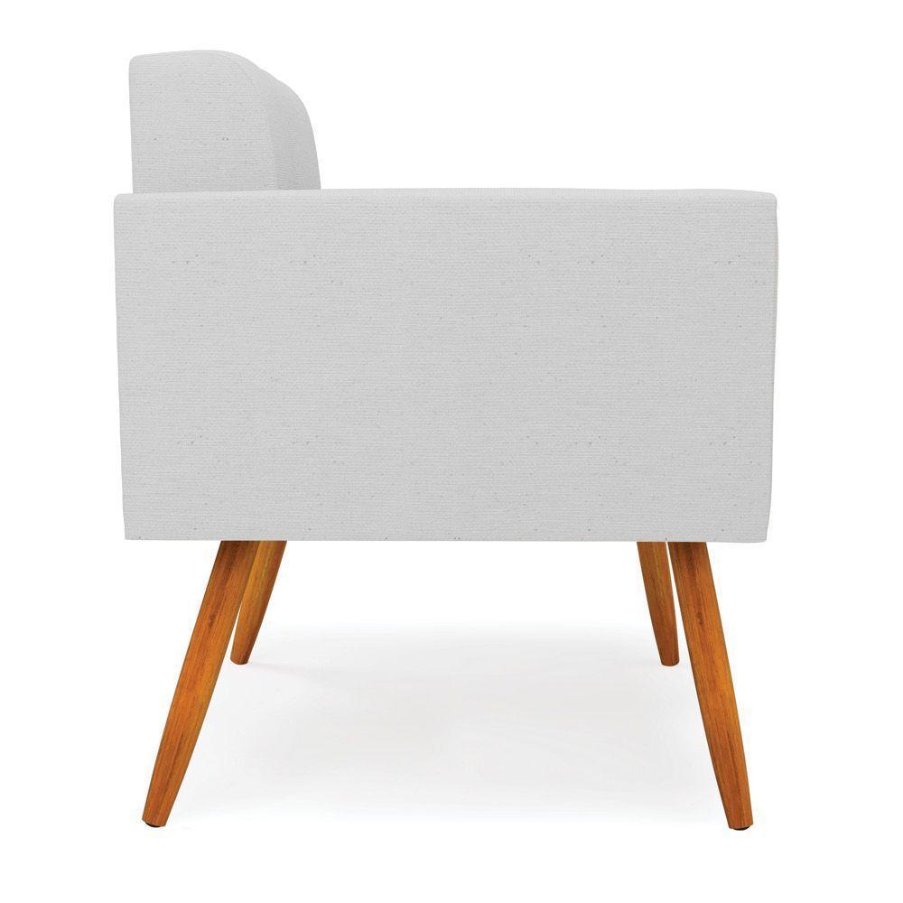 Kit 2 Poltronas Elisa Linho Pés Palito Castanho - D'rossi Cor A05 Cinza - 4