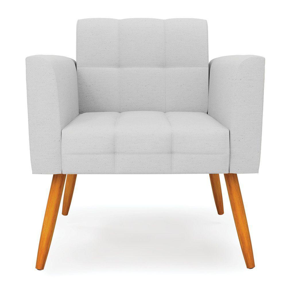 Kit 2 Poltronas Elisa Linho Pés Palito Castanho - D'rossi Cor A05 Cinza - 6