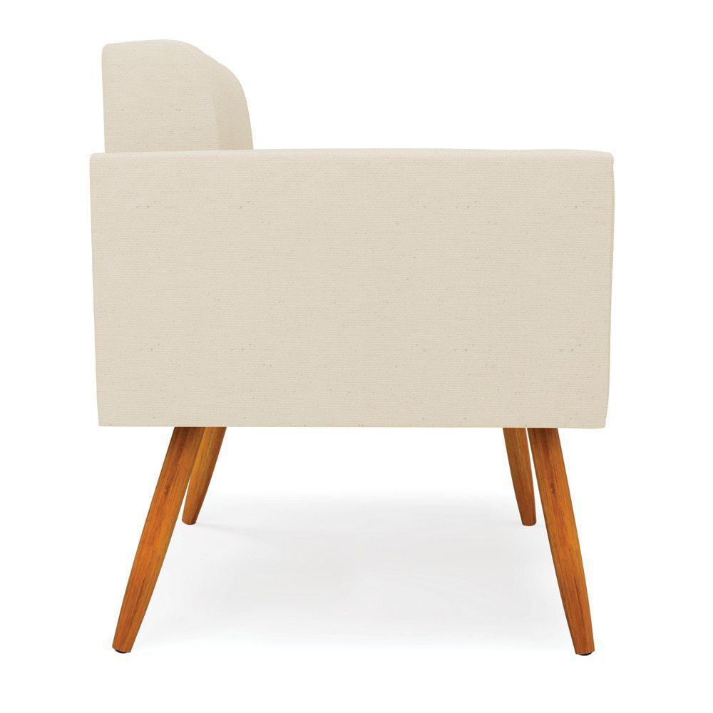 Kit 2 Poltronas Elisa Linho Bege A19 Pés Palito Castanho - D'rossi - 3