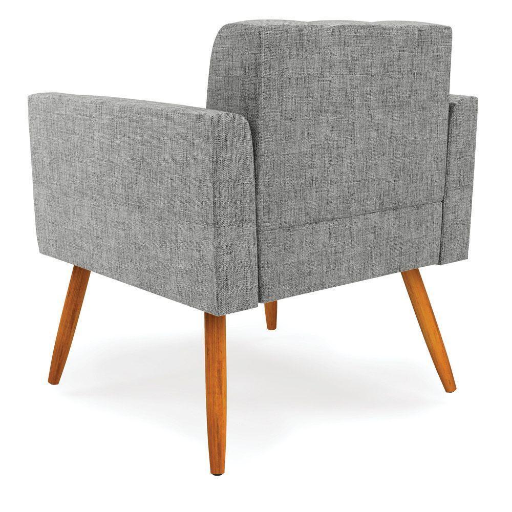 Kit 2 Poltronas Elisa Linho Grafite A26 Pés Palito Castanho - D'rossi - 5