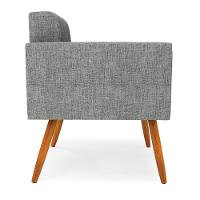 Kit 2 Poltronas Elisa Linho Grafite A26 Pés Palito Castanho - D'rossi - 2