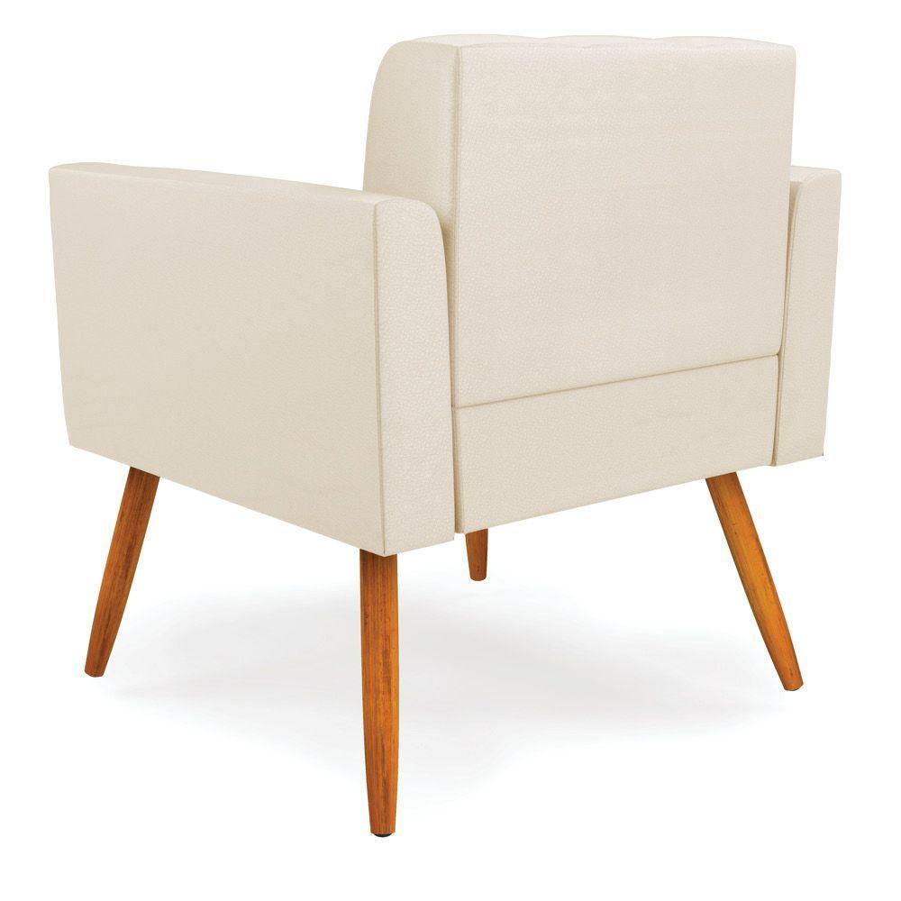 Kit 2 Poltronas Elisa Corino Bege Pés Palito Castanho - D'rossi - 3