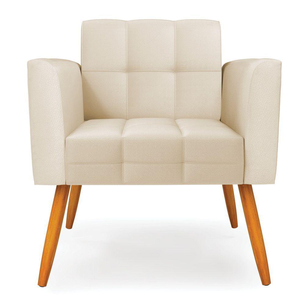 Kit 2 Poltronas Elisa Corino Bege Pés Palito Castanho - D'rossi - 4