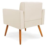 Kit 2 Poltronas Elisa Corino Bege Pés Palito Castanho - D'rossi - 3