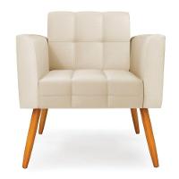 Kit 2 Poltronas Elisa Corino Pés Palito Castanho - D'rossi Cor Bege - 6