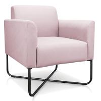 02 Poltronas Marisa Suede Rosa Bebê Base X Industrial Preta - 3