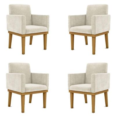 Kit 4 Poltronas Nina Escritório Recepção Suede Bege Balaqui Decor