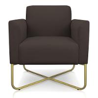 02 Poltronas Marisa Suede Marrom Base X Industrial Dourada - 2