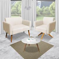 01 Namoradeira E 01 Poltrona Marisa Suede Bege - 3