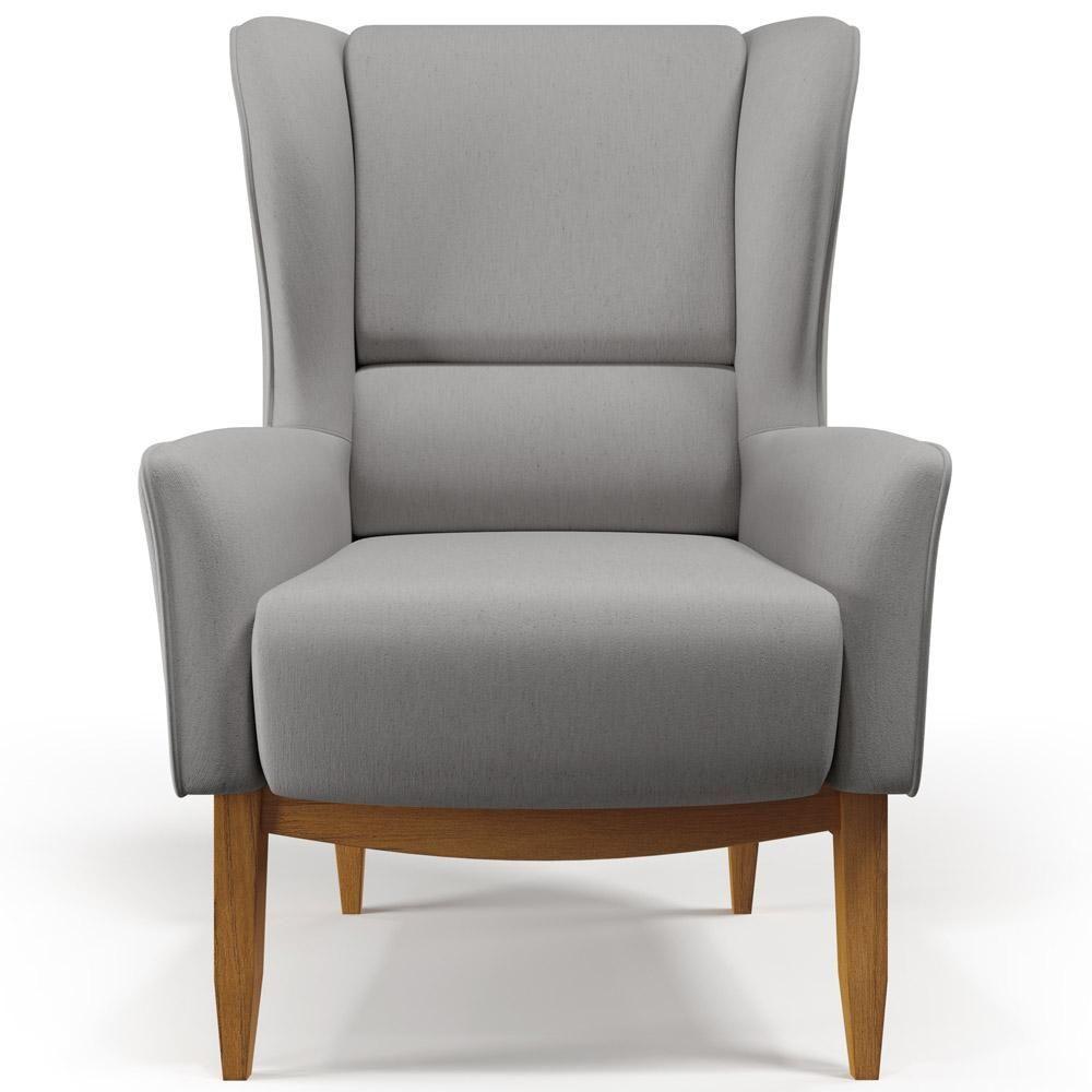 Kit Poltrona D02 Com Puff Viseo Linho Cinza Escuro C-416 - 4