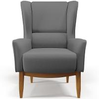 Kit Poltrona Milena D02 Com Puff Viseo Veludo Cinza C-317